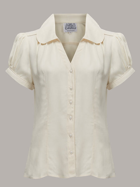"Judy" Blouse in Cream, Classic & Authentic 1940s Vintage Inspired Style - CC41, Goodwood Revival, Twinwood Festival, Viva Las Vegas Rockabilly Weekend Rock n Romance The Seamstress Of Bloomsbury