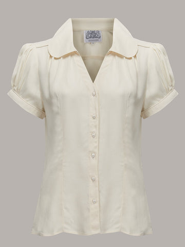 "Judy" Blouse in Cream, Classic & Authentic 1940s Vintage Inspired Style - CC41, Goodwood Revival, Twinwood Festival, Viva Las Vegas Rockabilly Weekend Rock n Romance The Seamstress Of Bloomsbury