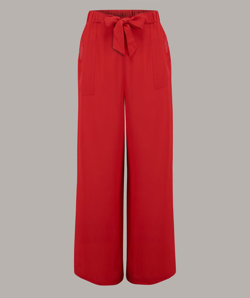 "Winnie" Wide Leg Loose Fit Trousers in 40's Red, Classic 1940s Vintage Inspired Style - True and authentic vintage style clothing, inspired by the Classic styles of CC41 , WW2 and the fun 1950s RocknRoll era, for everyday wear plus events like Goodwood Revival, Twinwood Festival and Viva Las Vegas Rockabilly Weekend Rock n Romance The Seamstress Of Bloomsbury