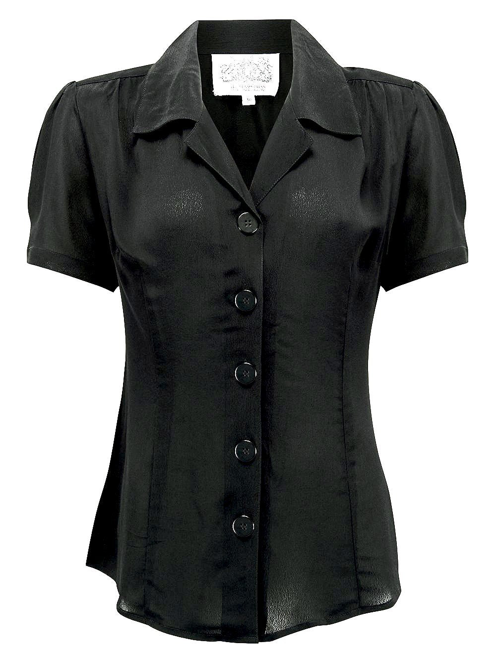 "Grace" Blouse in Black, Classic 1940s Vintage Style - True and authentic vintage style clothing, inspired by the Classic styles of CC41 , WW2 and the fun 1950s RocknRoll era, for everyday wear plus events like Goodwood Revival, Twinwood Festival and Viva Las Vegas Rockabilly Weekend Rock n Romance The Seamstress Of Bloomsbury