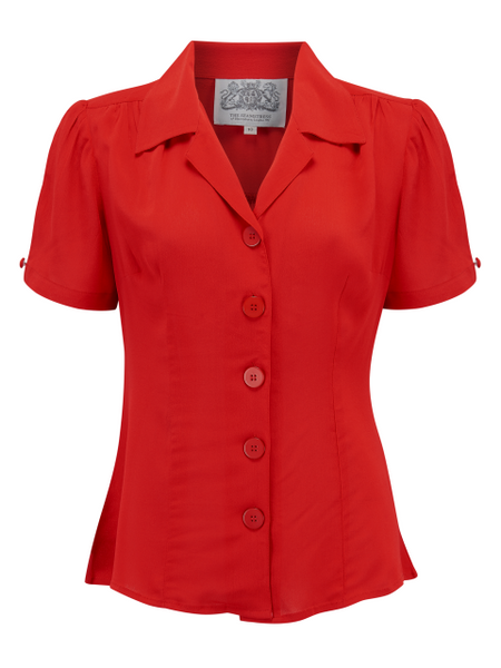 "Grace" Blouse in Red, Authentic & Classic 1940s Vintage Style - CC41, Goodwood Revival, Twinwood Festival, Viva Las Vegas Rockabilly Weekend Rock n Romance The Seamstress Of Bloomsbury