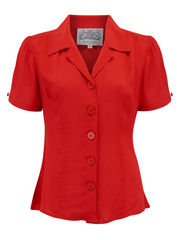 „Grace“-Bluse in Rot, authentischer und klassischer Vintage-Stil der 1940er Jahre