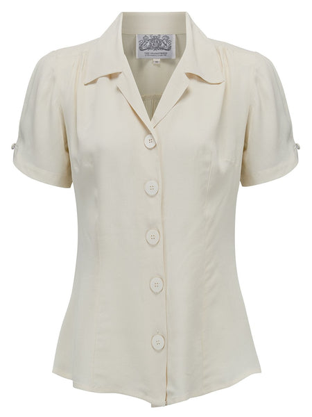 "Grace" Blouse in Cream, Authentic & Classic 1940s Vintage Style - CC41, Goodwood Revival, Twinwood Festival, Viva Las Vegas Rockabilly Weekend Rock n Romance The Seamstress Of Bloomsbury