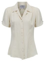 „Grace“-Bluse in Creme, authentischer und klassischer Vintage-Stil der 1940er Jahre