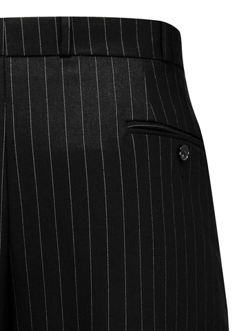 Black Pinstripe Oxford Bags Mens 1940s Inspired Trousers. - True and authentic vintage style clothing, inspired by the Classic styles of CC41 , WW2 and the fun 1950s RocknRoll era, for everyday wear plus events like Goodwood Revival, Twinwood Festival and Viva Las Vegas Rockabilly Weekend Rock n Romance The Seamstress Of Bloomsbury