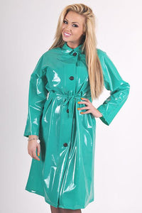 Late 1950s & 60s Style "Retro Coat Rain Mac" in Green Shiny by Elements Rainwear - True and authentic vintage style clothing, inspired by the Classic styles of CC41 , WW2 and the fun 1950s RocknRoll era, for everyday wear plus events like Goodwood Revival, Twinwood Festival and Viva Las Vegas Rockabilly Weekend Rock n Romance Elements Rain Wear
