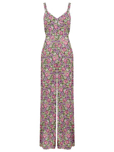 "Charlotte" Jump Suit in Lilac/Floral Print, 1940s Vintage Inspired Style - True and authentic vintage style clothing, inspired by the Classic styles of CC41 , WW2 and the fun 1950s RocknRoll era, for everyday wear plus events like Goodwood Revival, Twinwood Festival and Viva Las Vegas Rockabilly Weekend Rock n Romance The Seamstress Of Bloomsbury
