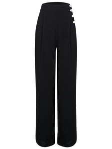 "Audrey" Trousers in Black, Totally Authentic & Classic 1940s Vintage Inspired Style - True and authentic vintage style clothing, inspired by the Classic styles of CC41 , WW2 and the fun 1950s RocknRoll era, for everyday wear plus events like Goodwood Revival, Twinwood Festival and Viva Las Vegas Rockabilly Weekend Rock n Romance The Seamstress Of Bloomsbury