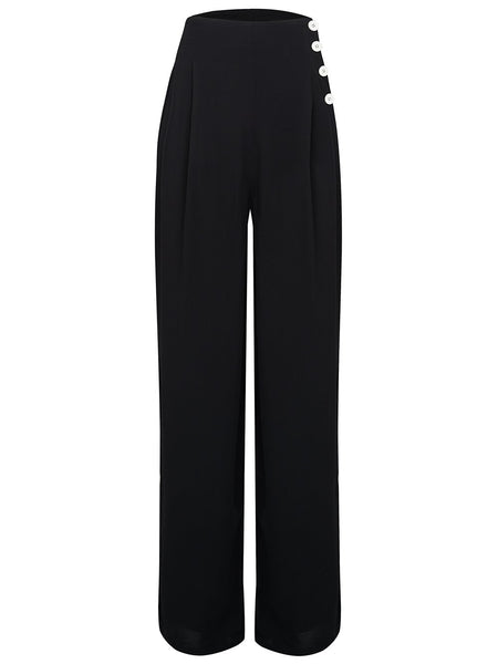 "Audrey" Trousers in Black, Totally Authentic & Classic 1940s Vintage Inspired Style - CC41, Goodwood Revival, Twinwood Festival, Viva Las Vegas Rockabilly Weekend Rock n Romance The Seamstress Of Bloomsbury
