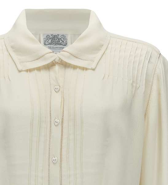 "Alice" Long Sleeve Blouse in Cream, Authentic & Classic 1940s Vintage Style - CC41, Goodwood Revival, Twinwood Festival, Viva Las Vegas Rockabilly Weekend Rock n Romance The Seamstress Of Bloomsbury