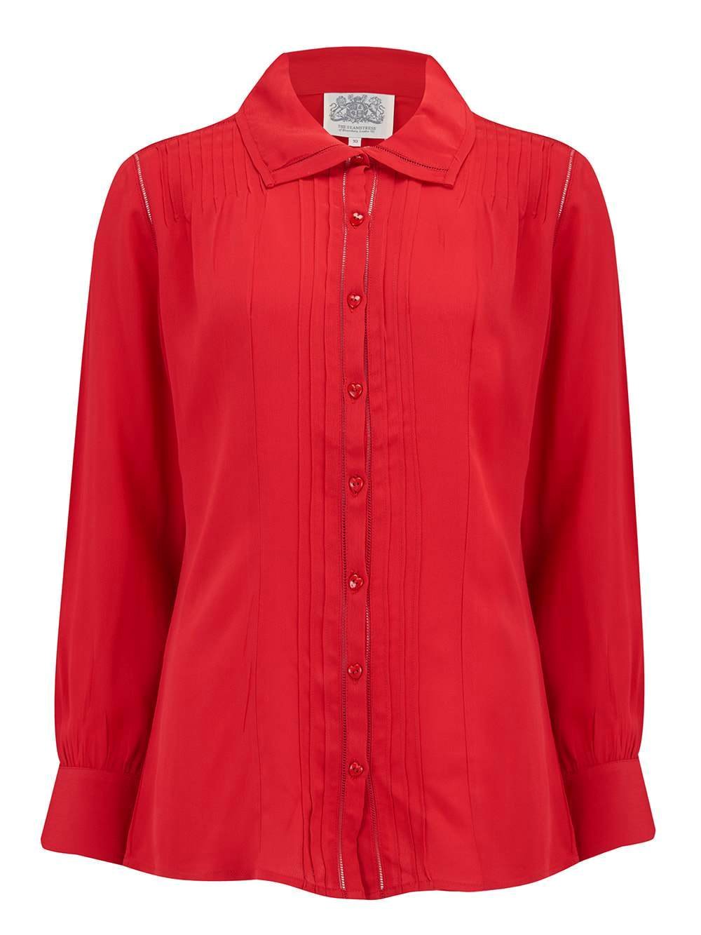 "Alice" Blouse in Red, Authentic & Classic 1940s Vintage Inspired Style - CC41, Goodwood Revival, Twinwood Festival, Viva Las Vegas Rockabilly Weekend Rock n Romance The Seamstress Of Bloomsbury