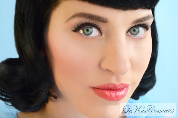 Peachy Keen Lip Paint by Le Keux Cosmetics - True and authentic vintage style clothing, inspired by the Classic styles of CC41 , WW2 and the fun 1950s RocknRoll era, for everyday wear plus events like Goodwood Revival, Twinwood Festival and Viva Las Vegas Rockabilly Weekend Rock n Romance Le Keux Cosmetics