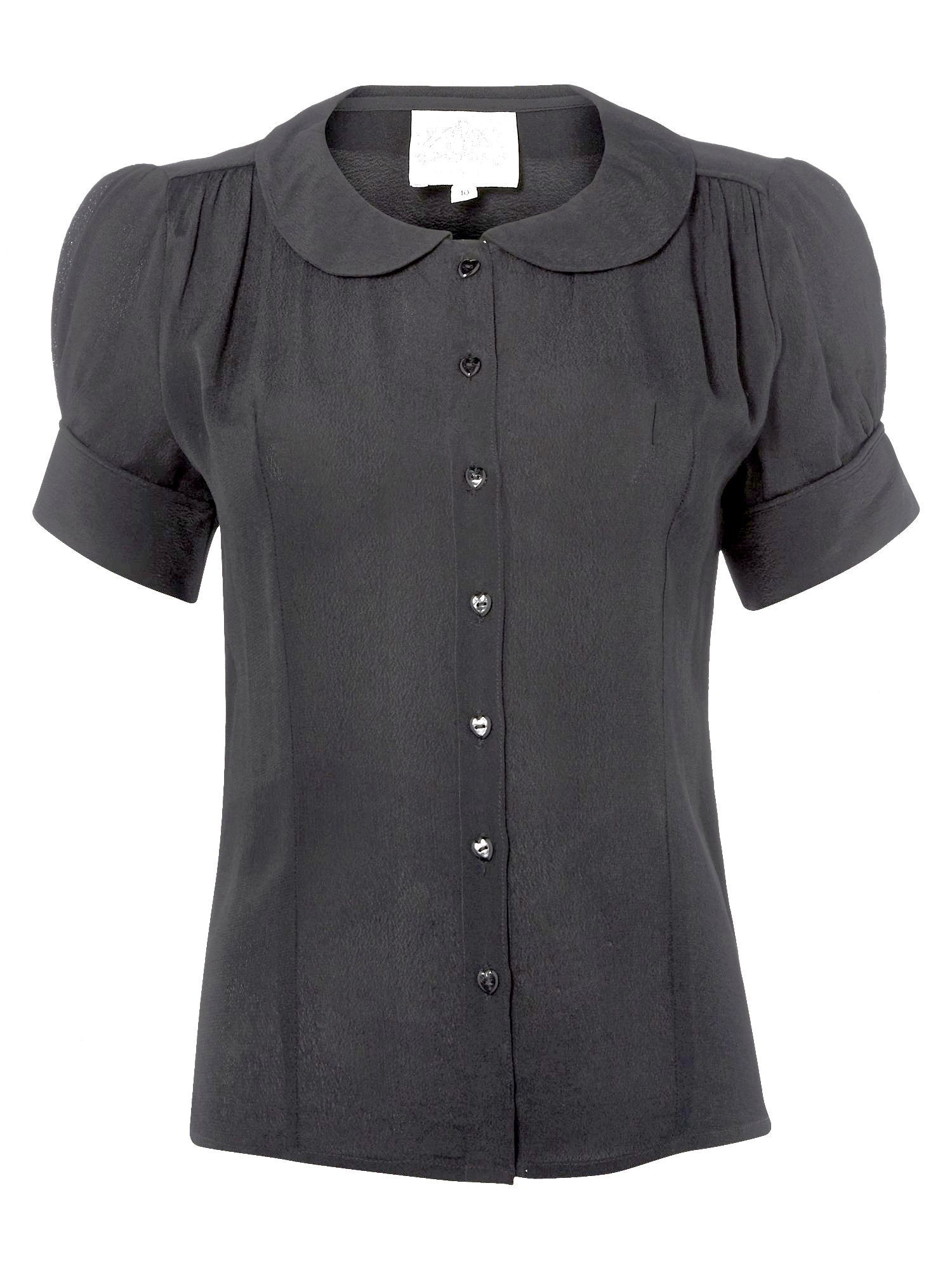 "Jive" Short Sleeve Blouse in Black, Classic 1940s Vintage Style - True and authentic vintage style clothing, inspired by the Classic styles of CC41 , WW2 and the fun 1950s RocknRoll era, for everyday wear plus events like Goodwood Revival, Twinwood Festival and Viva Las Vegas Rockabilly Weekend Rock n Romance The Seamstress Of Bloomsbury