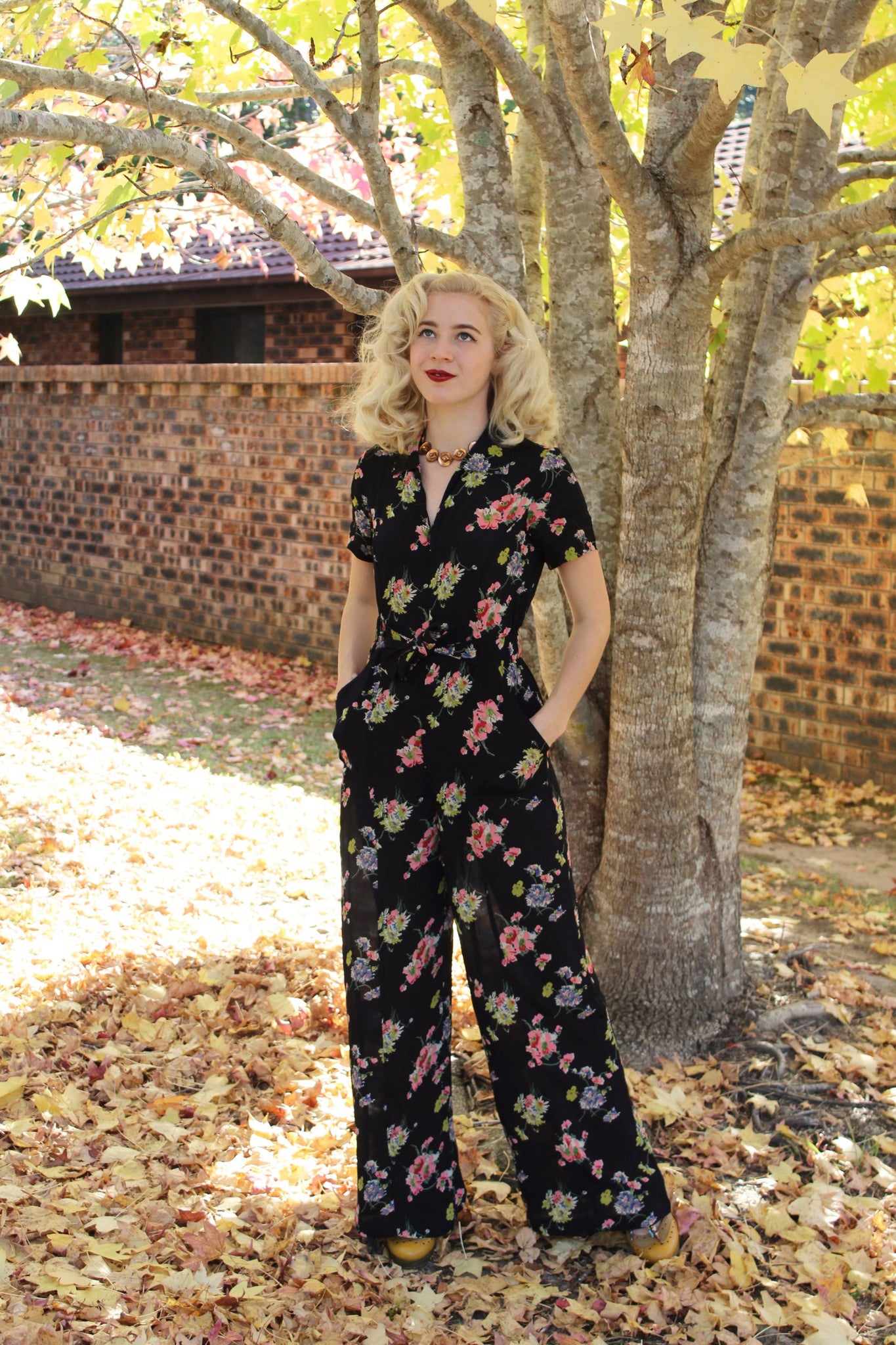 "Lauren" Siren Suit in Mayflower Plrint, Classic 1940s Vintage Holywood Style Inspired - True and authentic vintage style clothing, inspired by the Classic styles of CC41 , WW2 and the fun 1950s RocknRoll era, for everyday wear plus events like Goodwood Revival, Twinwood Festival and Viva Las Vegas Rockabilly Weekend Rock n Romance The Seamstress Of Bloomsbury